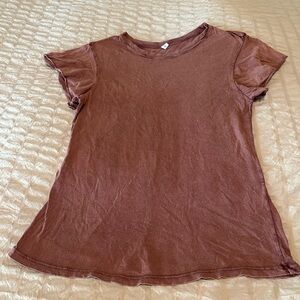 Brass Plum Faded/distressed Blush soft t-shirt with glitter in fabric- flutter